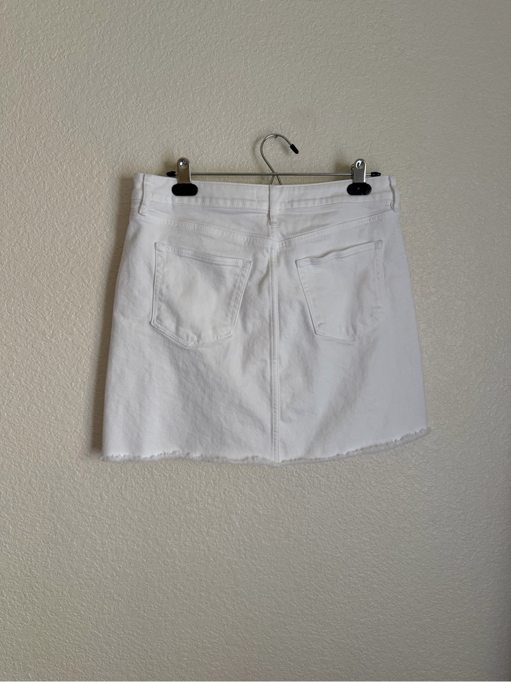 LOFT Fresh Cut Denim Jean Raw Hem Mini Skirt 8 White - Picture 3 of 9